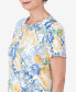 ფოტო #5 პროდუქტის Petite Lemons Pleated Neck Short Sleeve Top