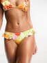 Фото #1 товара Miss Selfridge painted bright floral frill bikini bottom