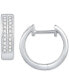 ფოტო #3 პროდუქტის Diamond Double Row Small Huggie Hoop Earrings (1/5 ct. t.w.) in 10k White Gold
