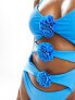 Candypants cut out swimsuit in baby blue with flower corsage detail 44 - фото #5