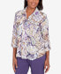 ფოტო #3 პროდუქტის Petite Charm School Drama Paisley Button Front Top