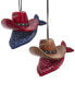 Фото #1 товара Kurt Adler Set Of 3 3.5In Cowboy Hat & Bandana Ornaments Multicolor