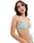 Pull&Bear bikini top in metallic blue BLAU, M - EU 38 - фото #1