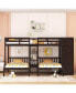 Full-Over-Twin-Twin Bunk Bed With Shelves, Wardrobe And Mirror