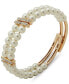 Фото #1 товара Gold-Tone Pavé & Imitation Pearl Double-Row Coil Bracelet