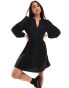 Фото #1 товара Vero Moda v-neck smock mini dress with puff sleeves in black