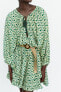 Фото #4 товара Платье с принтом и ремнем из джута ZARA