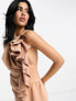 ASOS DESIGN high neck corsage midi dress in camel