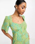 Nobody's Child Winnie button jumpsuit in green print grün, 38 - фото #3