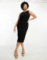 Simply Be textured jersey midi dress in black