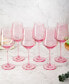 Blush Pink Colored Wine Glasses Hand Blown, 12 oz Set of 6