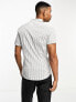 Фото #6 товара ASOS DESIGN slim fit short sleeve stripe shirt in white & black