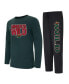 ფოტო #1 პროდუქტის Men's Black, Green Minnesota Wild Meter Long Sleeve T-shirt and Pants Sleep Set