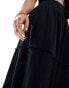 Bershka shirred waist tierred maxi skirt in black