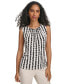 Фото #1 товара Women's Pleated-Neck Abstract-Striped Top
