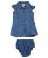 ფოტო #1 პროდუქტის Baby Girl Denim Dress and Coordinating Diaper Cover