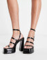 ASOS DESIGN Nighty triple strap platform heeled sandals in black