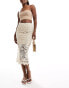 Object crochet midi skirt in cream