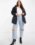 Threadbare Plus Hayley mid length puffer jacket in black