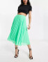 ASOS DESIGN pleated midi skirt in apple green Зеленый, 34 - фото #4