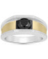 ფოტო #3 პროდუქტის Men's Black Diamond Concave Ring (1-1/2 ct. t.w.) in Sterling Silver & 14k Gold-Plate