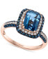 ფოტო #1 პროდუქტის EFFY® London Blue Topaz (2-1/5 ct. t.w.) & Diamond (1/2 ct. t.w.) Statement Ring in 14k Rose Gold