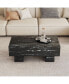 Modern Black Coffee Table with Patterns, 43.3"x21.6"x17.2"