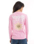 Фото #1 товара Pieces long sleeved sunflower slogan t-shirt in pink