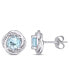 ფოტო #1 პროდუქტის Blue Topaz (2 ct. t.w.) and Diamond (1/7 ct. t.w.) Swirl Stud Earrings in 10k White Gold