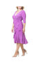 ფოტო #2 პროდუქტის Plus Size Whimsy Ruffled Midi Wrap Dress