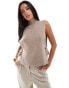 & Other Stories wool and mohair blend mock neck knitted vest with side tie details in beige