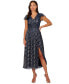 ფოტო #1 პროდუქტის Petite Metallic-Print Crinkle Belted Dress