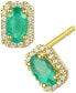 ფოტო #1 პროდუქტის Sapphire (5/8 ct. t.w.) & Diamond (1/10 ct. t.w.) Halo Stud Earrings in 14k Gold (Also in Ruby & Emerald)