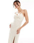 Фото #2 товара Mango light embroidered cami midi dress in white