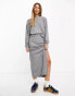 Miss Selfridge brushed cosy rib long sleeve top co-ord in grey