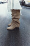 Фото #1 товара Кожаные сапоги-гетры на широком каблуке ZARA