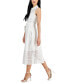 Фото #3 товара Women's Linen-Blend Eyelet-Embroidered Belted Pleated Dress