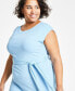 Фото #4 товара Trendy Plus Size Ribbed Cap-Sleeve Belted Dress, Created for Macy's