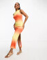 JDY slinky maxi dress in yellow and orange tie dye