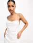 Pieces Bride To Be satin cowl neck cami top in white