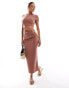 Фото #4 товара ASOS DESIGN cap sleeve cutout midi dress with hardware trim in chocolate