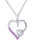 ფოტო #1 პროდუქტის Lab Grown Pink Sapphire Double Heart 18" Pendant Necklace (1/3 ct. t.w.) in Sterling Silver