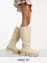 RAID Wide Fit Challenge chunky flat knee boots in ecru