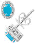ფოტო #1 პროდუქტის Onyx & Diamond Accent Oval Stud Earrings in Sterling Silver (Also in Labradorite & Turquoise)