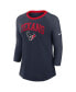 Women's Navy Houston Texans Raglan 3/4 Sleeve T-Shirt