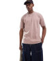 Hollister heavyweight boxy fit t-shirt in pink/brown Бежевый, XS - фото #1