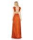 Women's Ieena Pleated Ruffled Cap Sleeve Cut Out Lace Up Gown