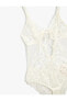 Pencere Detaylı Büzgülü Bridal Bodysuit