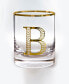 Фото #1 товара Monogram Rim and Letter B Double Old Fashioned Glasses, Set Of 4