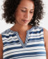 Фото #2 товара Women's Striped Linen-Cotton Sleeveless Top, Created for Macy's